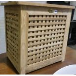 A Brand New Teak Lattice Storage Box, Having a hinged lid, 55cm high, 55cm wide, 40cm deep