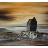 "Smailholm Tower" Photograph Laid on Canvas, artwork by D. Guskov, 49cm x 99cm, framed