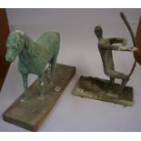 Margaret Somerville D.A (Scottish Sculpt) Two Painted Clay Sculptures, Modelled as a horse, 40cm