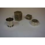 Two Chinese Style White Metal Boxes, Probably silver, marks indistinct, one octagonal shaped, the