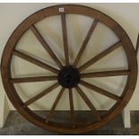 A Large Wooden and Metal Bound Cart Wheel, 103cm diameter