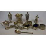 A Mixed Lot of Silver Condiments and Spoons, to include a Danish silver spoon by Johannes
