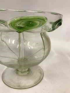 An Art Nouveau Clear Glass Vase, Applied with trailing stylised green glass droplets, 16cm - Image 2 of 2