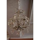 A Small Italian Style Cut Glass Chandelier, Decorated with pear shaped glass drops, 40cm high