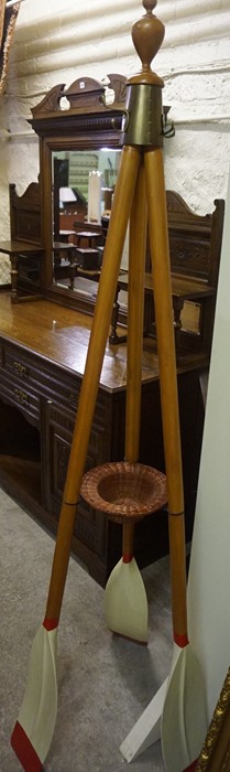 A Novelty Hat & Coat Stand, Modelled as three rowing oars, 205cm high