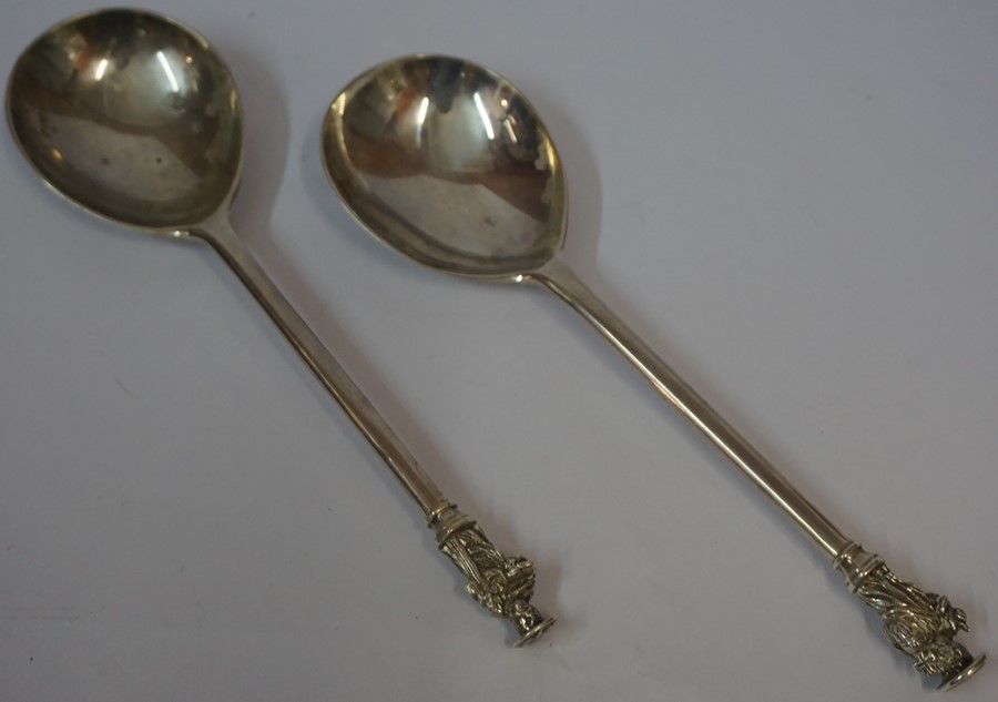 A Pair of Edward VII Silver Apostle Spoons, Hallmarks for William Lister & Sons, London 1908, 20cm