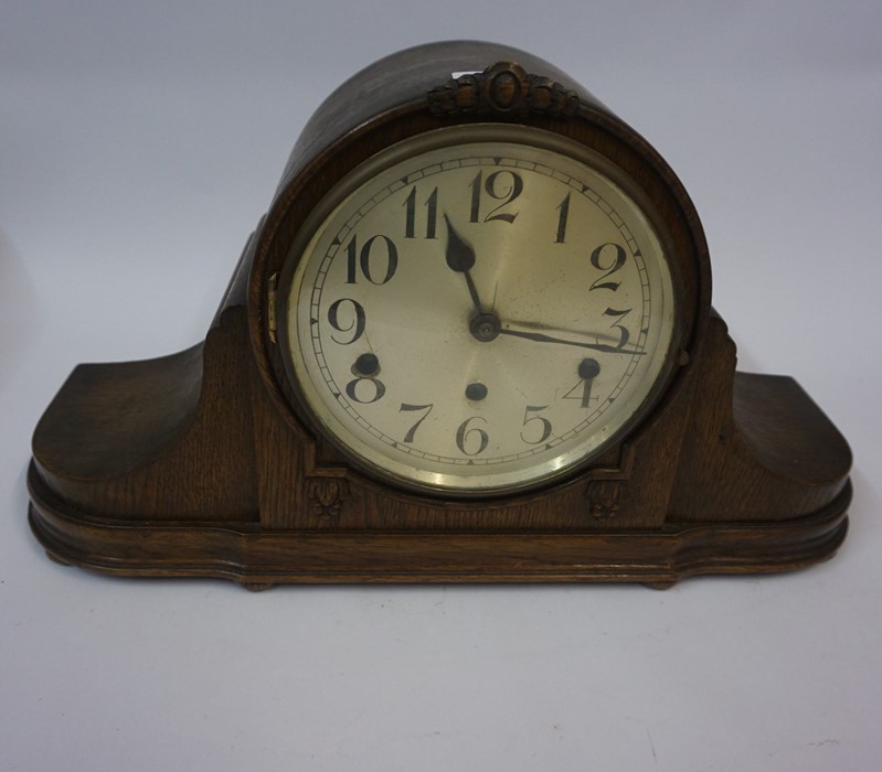 An Oak Mantel Clock, circa 1930s, Having a German movement, 27cm high
