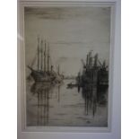 Walter Towers (Scottish) "Scottish Harbour Scene" Etching, signed in pencil, 25cm x 17.5cm, framed