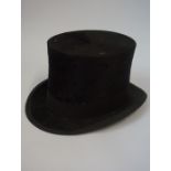 A Vintage Black Top Hat, Stamped to interior for Christy,s London, internal dimensions 19.5cm x