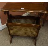 A Bergere Style Magazine Rack, Decorated with cane work, 60cm high, 49cm wide, 27cm deep