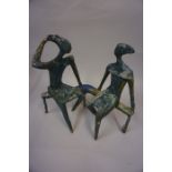 Margaret Somerville D.A (Scottish Sculpt) Two Painted Contemporary Clay Sculptures, Modelled as