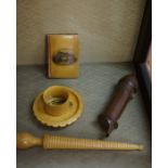A Quantity of Mauchline and Treen Wares, To include books, boxes, scroll holder, beaker holders,
