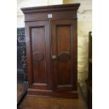 A Victorian Mahogany Wall Hanging Dentist Cabinet, Having two doors, enclosing fitted shelves, 75.