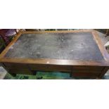 A Vintage French Mahogany Converted Coffee Table, Having a leather top, above three small drawers,