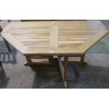 A Brand New Teak 4ft Octagonal Garden Gateleg Table, 75cm high, 120cm wide