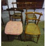 A Pair of French Style Stained Wood Bergere Parlour Chairs, circa late 19th / early 20th century,