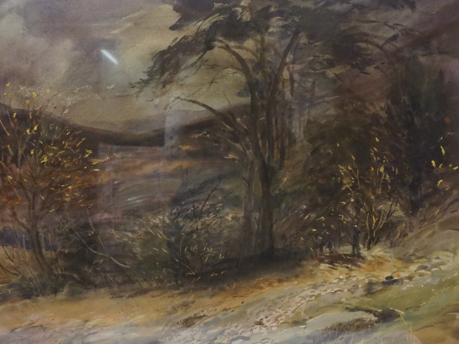 Anne Paterson Wallace (Scottish Born 1923) "Dark Hillside" Watercolour, 47cm x 64cm, framed