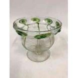 An Art Nouveau Clear Glass Vase, Applied with trailing stylised green glass droplets, 16cm