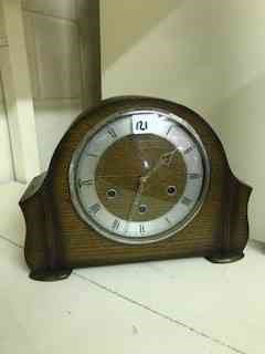 A Vintage Wall Clock, approximately 60cm high, also with an oak mantel clock, and another wall - Image 3 of 3