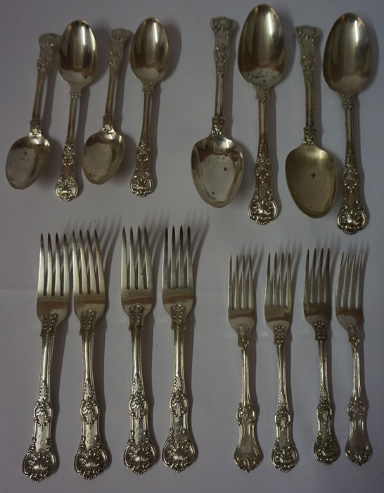 A Part Suite of Victorian Silver Kings Pattern Cutlery, Hallmarks for George Jamieson, London