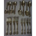 A Part Suite of Victorian Silver Kings Pattern Cutlery, Hallmarks for George Jamieson, London