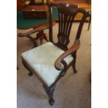 A Chippendale Style Mahogany Carver Armchair, circa 19th century, having scroll arm rests,