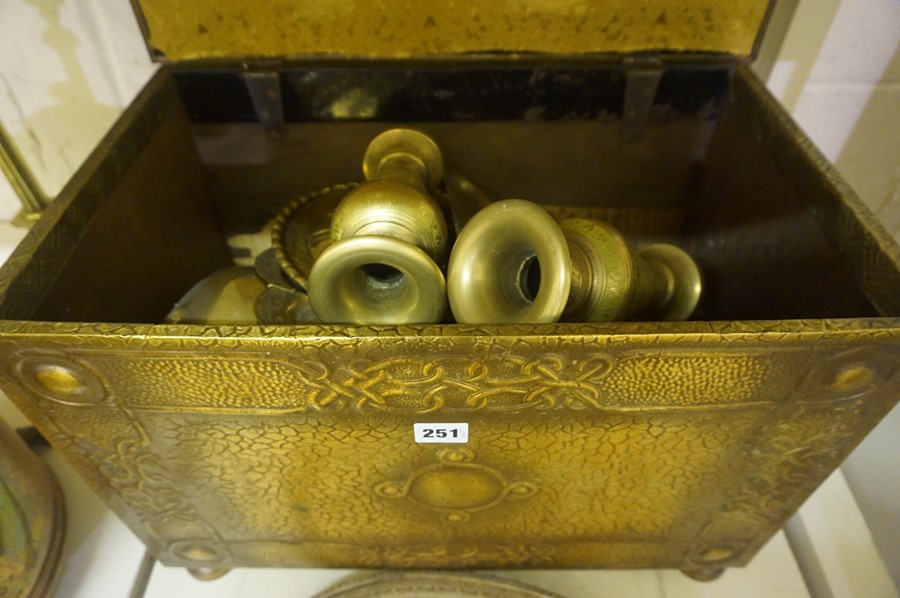 A Quantity of Sundry Brass Wares, to include a coal box and coal depot, table lamp, plaques, - Image 2 of 2