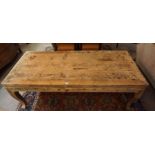 A Large Chinese Style Stripped Wood Coffee / Side Table, of rectangular form, 60cm high, 170cm wide,