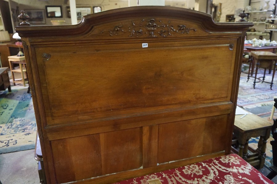 A Continental Mahogany Double Bed, with base, purchased in Belgium, assembled, 4.3ft wide - Image 4 of 5