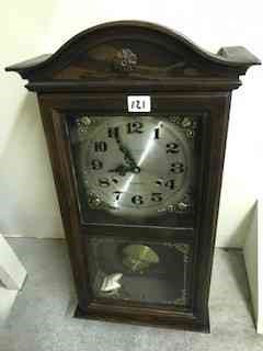 A Vintage Wall Clock, approximately 60cm high, also with an oak mantel clock, and another wall - Image 2 of 3