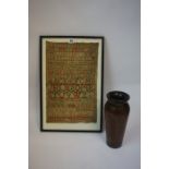 An Antique Framed Sampler, Worked by Catherine Roy aged 10, no date, 46cm x 29cm, also with an Art