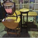 A Mixed Lot of Occasional Furniture, to include an oak gateleg table, two occasional tables, floor