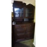 A Stained Wood Cabinet on Cupboard Base, circa early 20th century and later, Having two glazed