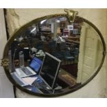 A Vintage Gilt Metal Framed Oval Wall Mirror, 64cm wide