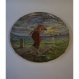 A Signed Ceramic Plate by Barluet & Compagnie of Montereau, Decorated with a female figure