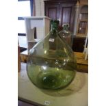 Two Large Green Glass Bottles, Previously used for Armagnac and Cognac, 59cm, 62cm high, (2)