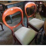 A Set of Eight Victorian and Later Mahogany Balloon Back Dining Chairs, Having detachable seats, the