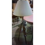 A Camera Tripod Floor Lamp, 125cm high, with shade