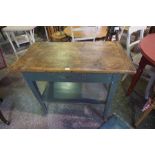 An Antique French Painted Pine Farmhouse Side Table, Having a single drawer and under tier, 80cm