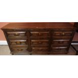 An Oak Dresser Base / Sideboard, circa 18th century and later, Having three drawers to the centre,