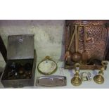 A Mixed Lot of Vintage Copper and Brass, To include a French hammered copper kitchen utensil