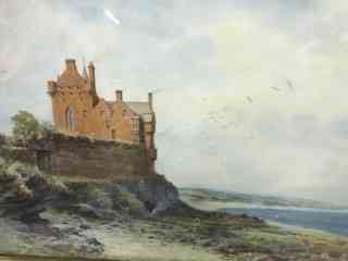 William Woollard (Scottish fl 1883-1908) "Ackergill Tower Caithness" Watercolour, signed to lower