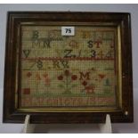 A Victorian Sampler, Worked by M.Venters, dated 1878, 20cm x 22.5cm, framed