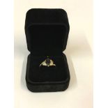 A 9ct Yellow Gold Marquise cut Gem set Ring, Overall weight 2.5 grams, size O1/2.