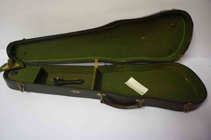 A Stradivarius Copy Violin, 59cm long, with a horse hair bow, in fitted case - Image 3 of 16