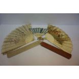 Three Bone Mounted Fans, to include an Oriental style example, various sizes, with two boxes,