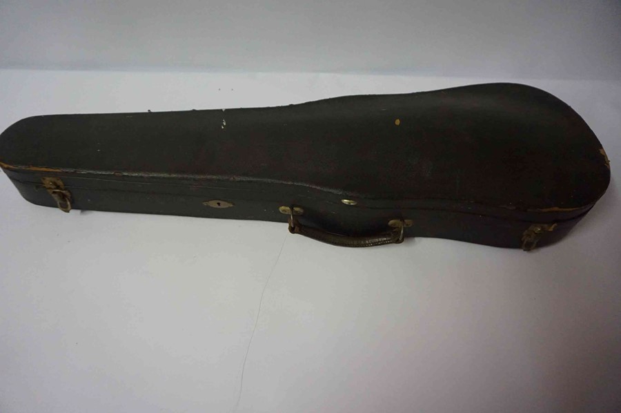 A Stradivarius Copy Violin, 59cm long, with a horse hair bow, in fitted case - Image 4 of 16