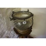 A Vintage Ships Style Glass Light Bowl, Having screw attachments to the metal frame, raised on a
