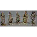 A Mixed Lot of Continental Porcelain Figures, to include small enamel decorated figures, figural