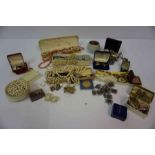 A Mixed Lot of Costume Jewellery and Watches, to include strings of synthetic pearls, paste ring,